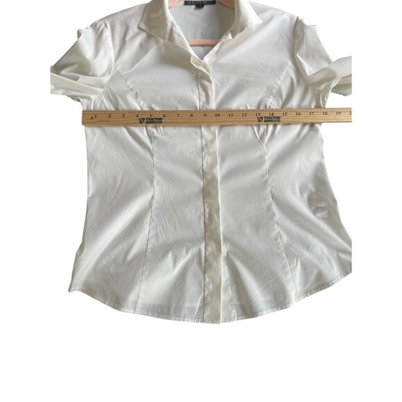 Lafayette 148 New York Womens White Button Up French Cuff Fitted Shirt Cotton 2 - Picture 8 of 10